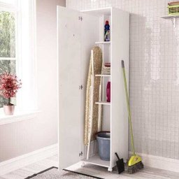 Armário Multiuso Lavanderia 3 Prateleiras 1 Porta - Branco - 7