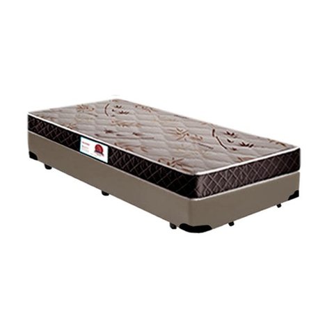 Cama Box Solteiro Colchão Espuma D45 Bordado + Box Sintético Bege Serra Negra 64x88x188