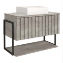 Ver imagem 2 de Gabinete e Espelheira para Banheiro com Cuba 1 Porta Basculante 65 Cm Havai Cimento - Mgm