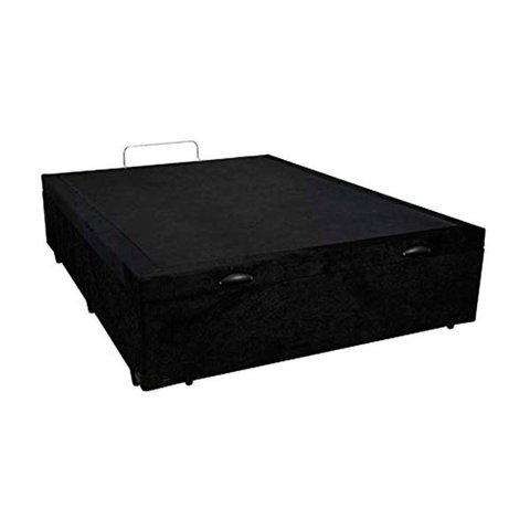 Base Box Baú Casal Suede Preto 40x138x188 Serra Negra