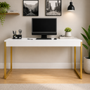 Ver imagem 2 de Mesa Industrial para Escritório Home Office Diretor 1,20 cm - Branco/Dourado