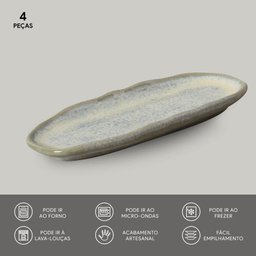 CONJUNTO C/ 4 TRAVESSAS OVAL RASA MINI ORGÂNICO GREEN GRANITE 16,5x8 CM - 3