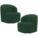Ver imagem 1 de Kit 02 Poltronas Giratória Orgânica para Sala Living Heidy F04 Veludo Verde - Lyam Decor