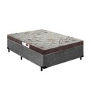 Ver imagem 1 de Cama Box Casal Colchão Espuma D23 Bordado + Box Suede Cinza Serra Negra 53x138x188