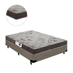 Cama Box Casal Colchão Espuma D33 Bordado + Box Sintético Bege Serra Negra 59x138x188 - 2