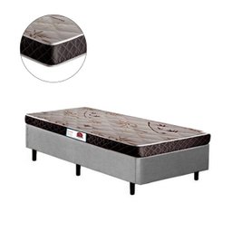 Cama Box Solteiro Colchão Espuma D23 Bordado + Box Suede Cinza Serra Negra 53x88x188 - 2