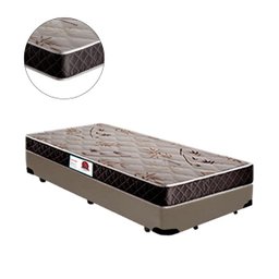 Cama Box Solteiro Colchão Espuma D33 Bordado + Box Sintético Bege Serra Negra 59x88x188 - 2