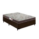 Ver imagem 1 de Cama Box Casal Colchão Espuma D23 Bordado + Box Suede Marrom Serra Negra 53x138x188