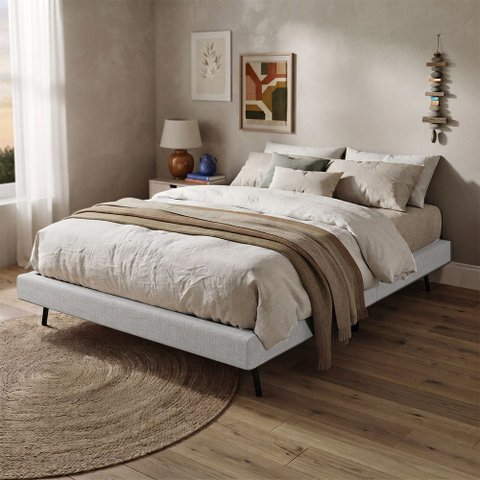 Cama Base Box Japonesa Flutuante Cais Queen 1,60m Design Moderno para Quarto Cinza
