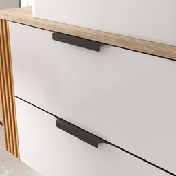 Conjunto Gabinete Banheiro Taos 80cm (armário + Cuba + Espelheira + Tampo Vidro) - 2