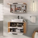 Ver imagem 3 de Conjunto Gabinete Banheiro Taos 80cm (armário + Cuba + Espelheira + Tampo Vidro)