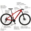Ver imagem 2 de Bicicleta Esportiva Aro 29 Shimano Suspensão Freio a Disco Toro Quadro 18 Alumínio Vermelho Fosco