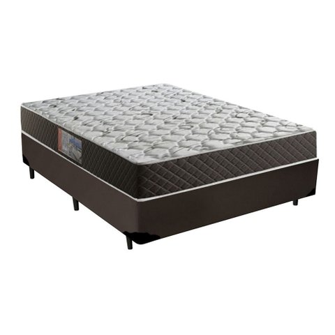 Cama Box Casal Colchão Mola Bonnel Belos Sonhos + Box Sintético 60x138x188:marrom
