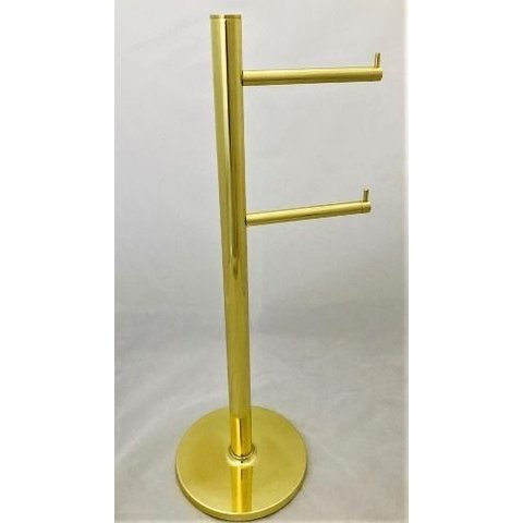 Porta Papel Higiênico Chão Redondo Duplo Latão Dourado 4031
