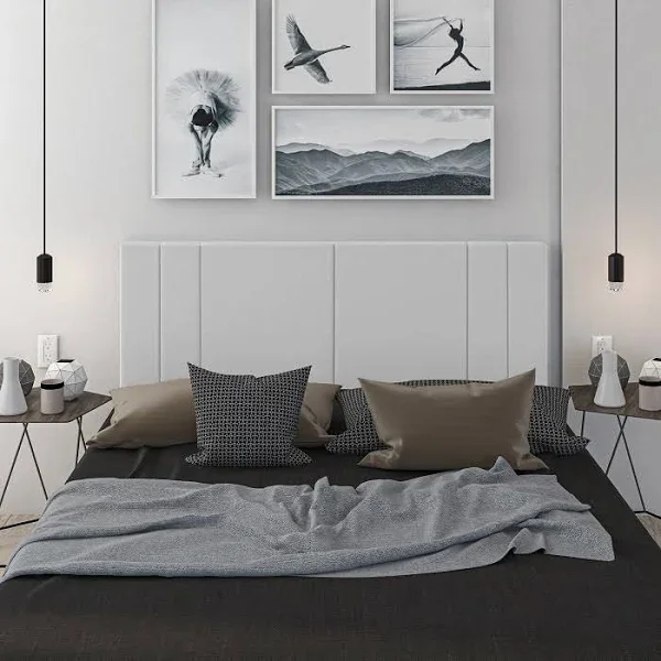 Cabeceira Viuva Tulipa Estofada Suspensa para Quarto - 128 Cm - Branco Corino