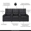 Ver imagem 3 de Poltrona do Papai Reclinável Sala de Cinema Movie 3 Lugares Manual Baú USB Veludo Cinza Grafite Gran