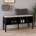Ver imagem 2 de Sapateira Banco Hall de Entrada Pés Madeira Moss A03 Nero Preto