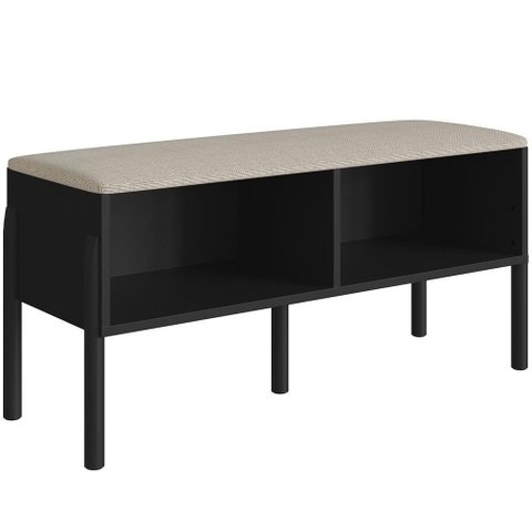Sapateira Banco Hall de Entrada Pés Madeira Moss A03 Nero Preto