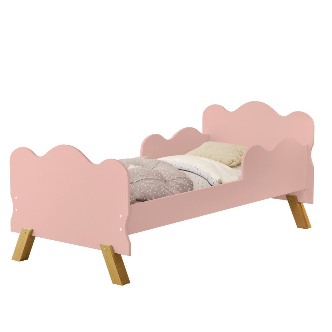 Mini Cama Infantil com Proteção Lateral Angel:rosé