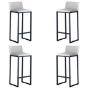 Ver imagem 1 de Kit 4 Banquetas Alta Dani Reforçada Decorativa Balcão Bancada Cozinha Bar Base Preta Courino Branco