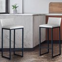 Ver imagem 3 de Kit 4 Banquetas Alta Dani Reforçada Decorativa Balcão Bancada Cozinha Bar Base Preta Courino Branco