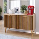 Ver imagem 1 de Aparador Buffet Kiev Cantinho Café 4 Portas Puxador Concha Prateleira Pés Retrô Sala Estar Cozinha