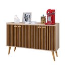 Ver imagem 5 de Aparador Buffet Kiev Cantinho Café 4 Portas Puxador Concha Prateleira Pés Retrô Sala Estar Cozinha