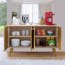 Ver imagem 2 de Aparador Buffet Kiev Cantinho Café 4 Portas Puxador Concha Prateleira Pés Retrô Sala Estar Cozinha