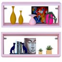 Ver imagem 1 de Kit 2 Nicho Retangular Rosa 70x20x10p Mdf Decorativo