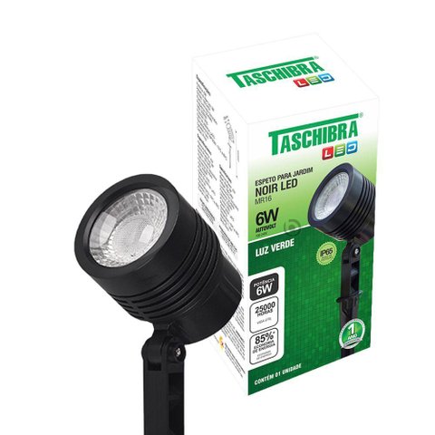 Espeto Led para Jardim Taschibra Noir Mr16 6w Preto Bivolt Verde