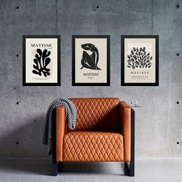 Kit 3 Quadros Arte Matisse Preto e Nude 45x34cm:madeira Branca - 1