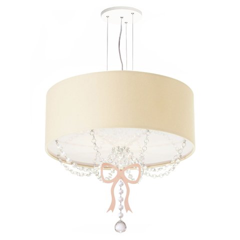Lustre Pendente Infantil Laço Cúpula Crú 50x15 3e27