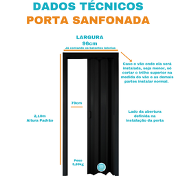 Porta Sanfonada Pvc 0,96x2,10 Multilit Preta - 4