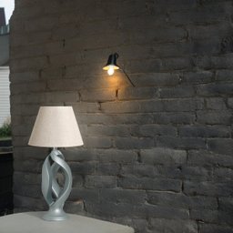 Abajur de Sala Luminária de Mesa Grande Grego Cinza Fosco com Cúpula de Tecido - 4