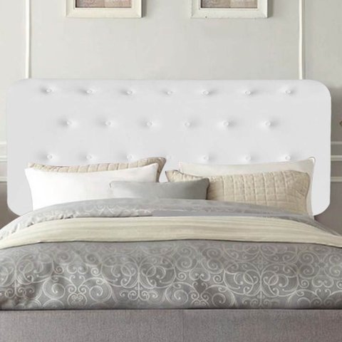 Painel Estofado Luxo Capitonê Brenda 195cm King Size para Cama Box Corino Branco - Gat Magazine