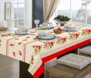 Ver imagem 1 de Toalha de Mesa Linhão 4 Lugares Retangular Floral Vermelha