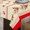 Ver imagem 2 de Toalha de Mesa Linhão 4 Lugares Retangular Floral Vermelha