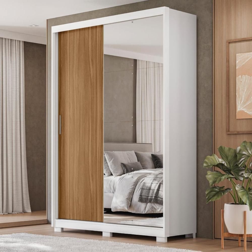Guarda Roupa Casal Riva 2 Portas Deslizantes Flex Branco/amêndola