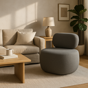 Ver imagem 5 de Poltrona Estofada Bouclê Confortável Cinza Design Moderno