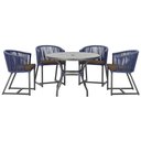 Ver imagem 1 de Mesa com 4 Cadeiras de Jantar Roma 100cm e Noronha em Aluminío Preto Corda Nautica Estofado 9 Trama