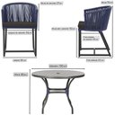 Ver imagem 2 de Mesa com 4 Cadeiras de Jantar Roma 100cm e Noronha em Aluminío Preto Corda Nautica Estofado 9 Trama