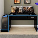 Ver imagem 5 de Mesa Gamer Ideal para 2 Monitores Preto/Azul - Pnr Móveis