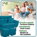 Ver mais imagens de Kit Poltrona Decorativa Namoradeira 2 Puffs Quadrado e 2 Almofadas Suede - Lm Decor Azul Claro