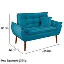 Ver imagem 4 de Kit Poltrona Decorativa Namoradeira 2 Puffs Quadrado e 2 Almofadas Suede - Lm Decor Azul Claro