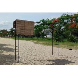 Kit Gazebo + Esteira de Palha Taboa para Decorar Jardins com Flores, 120cm Portátil e Desmontável - 3