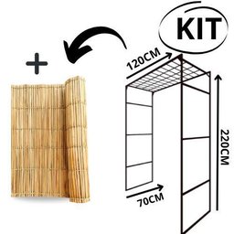 Kit Gazebo + Esteira de Palha Taboa para Decorar Jardins com Flores, 120cm Portátil e Desmontável - 2