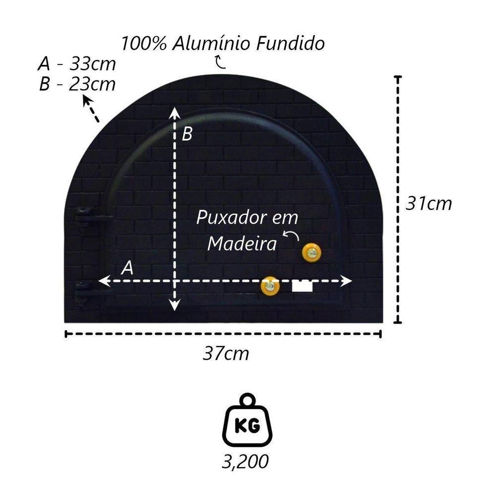 Porta de Forno Americana Fogão a Lenha Pizza Iglu G 37x31cm - 2