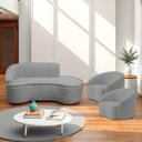 Ver imagem 1 de Kit Divã Recamier Orgânico Marrocos 160cm Lado Direito e 2 Poltronas Amore Bouclé