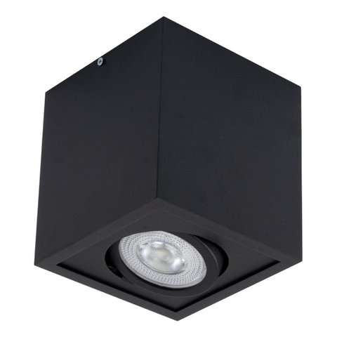 Plafon Spot Sobrepor Quadrado Box Preto Orluce + LED PAR20 Br. Frio ST2755