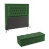 Kit Cabeceira Decorativa Para Cama Box Antares e Calçadeira Sagitarius 195 Para Cama King Sued Verde - 1